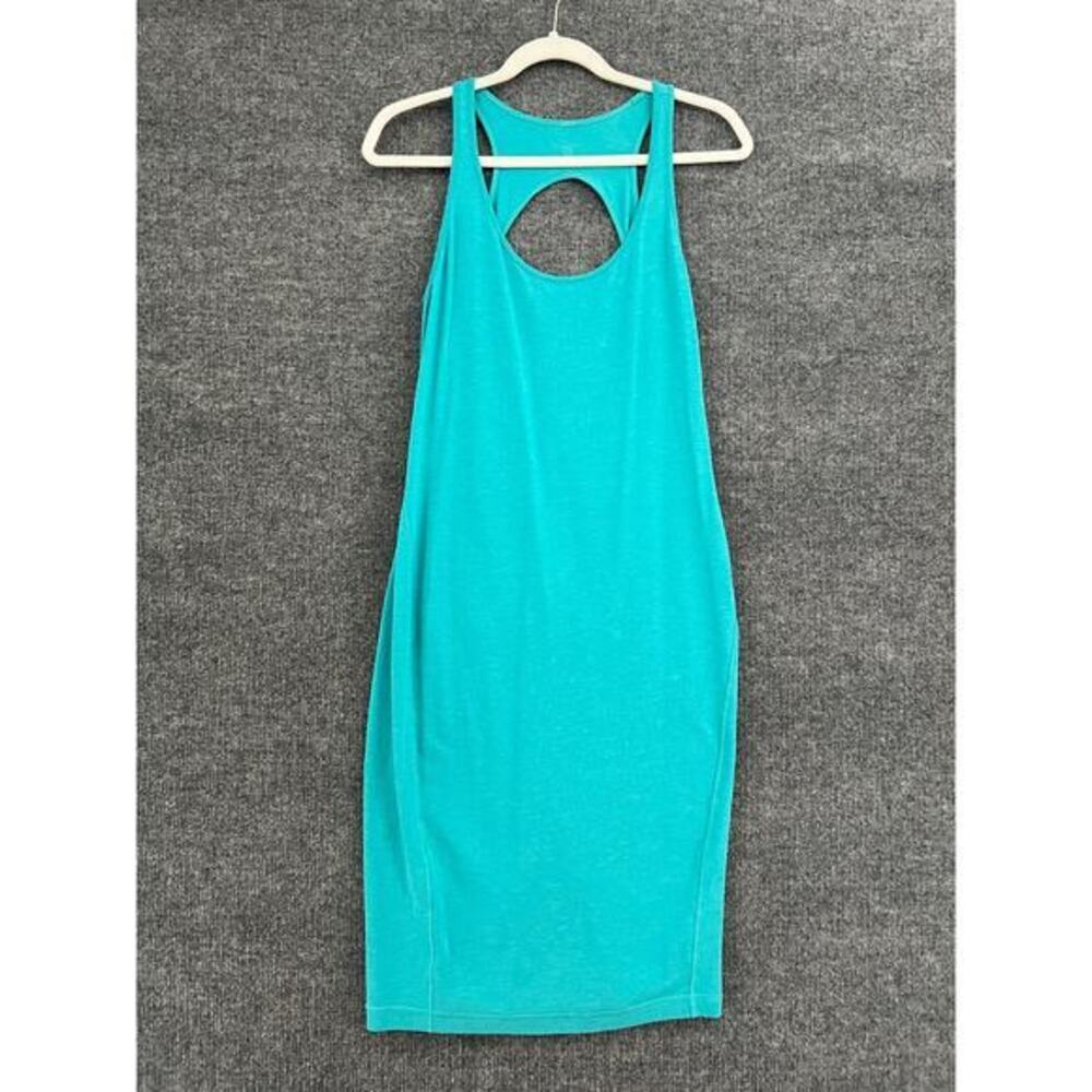 Lululemon Go For It Dress Womens 6 Turquoise Midi Fitted Cutout Athleisure